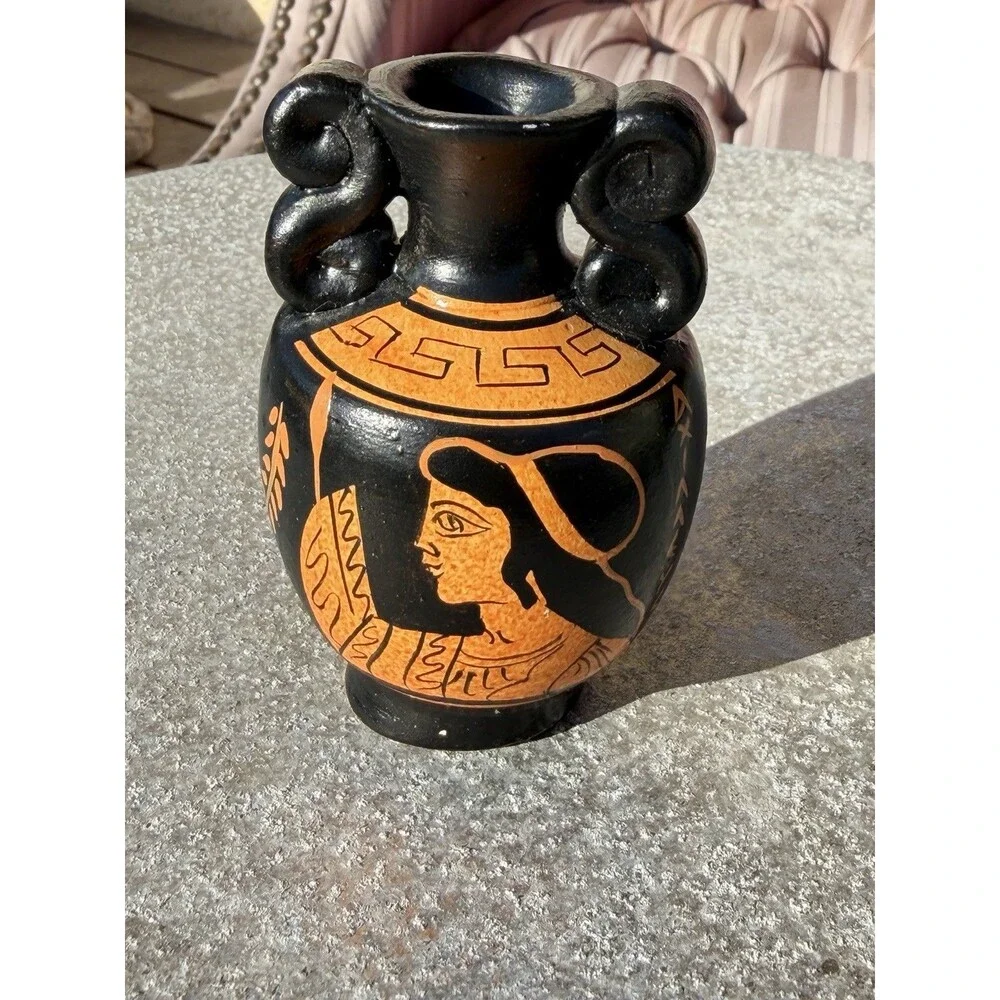Greek Style Terra-Cotta These With Black Figure Motif￼